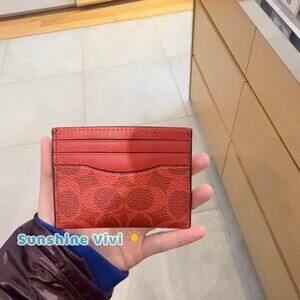 NWT Coach Slim Id Card Case In Signature Canvas CW366 Bold Red